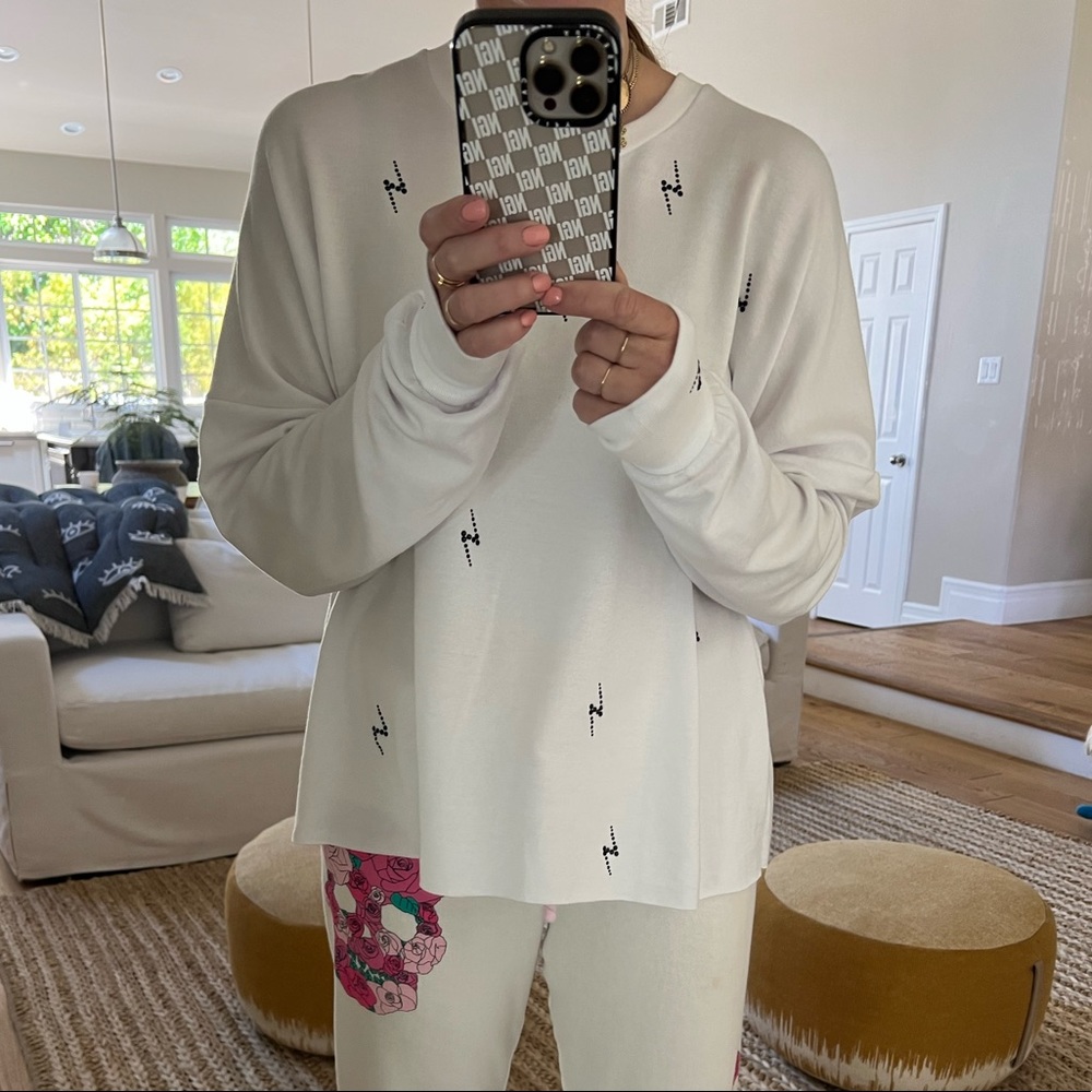 Michael Lauren white long sleeve with lighting bolts